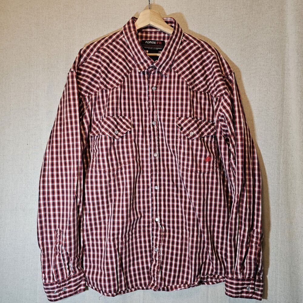 Forge FR NFPA 2112 / CAT 2  Plaid Flame Resistant Long Sleeve Shirt Men's 4XL